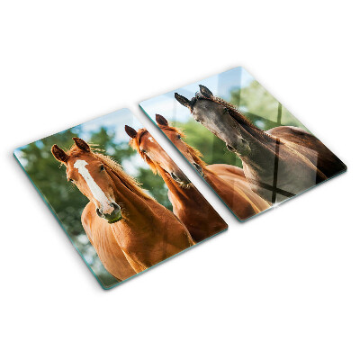 Deska kuchenna szklana z nadrukiem przedstawiającym konie w naturalnym krajobrazie