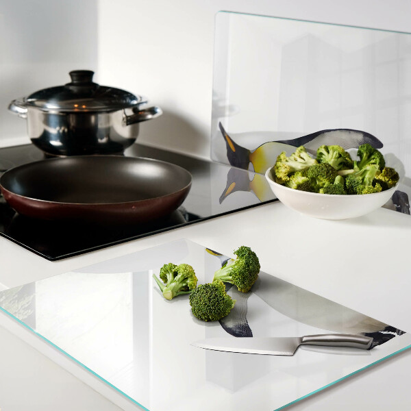 Szklana deska do krojenia z nadrukiem pingwina stojącego na lodzie