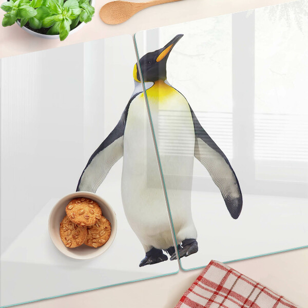 Szklana deska do krojenia z nadrukiem pingwina stojącego na lodzie