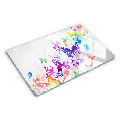 Szklana deska do krojenia z motywem kolorowych odlatujących motyli
