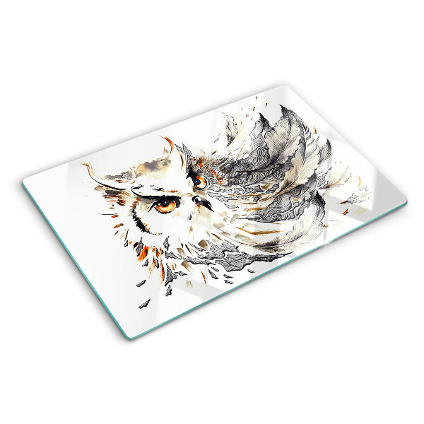 Szklana deska kuchenna z motywem sowy z piórami