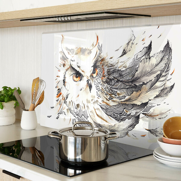 Szklana deska kuchenna z motywem sowy z piórami