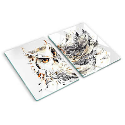 Szklana deska kuchenna z motywem sowy z piórami