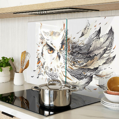 Szklana deska kuchenna z motywem sowy z piórami