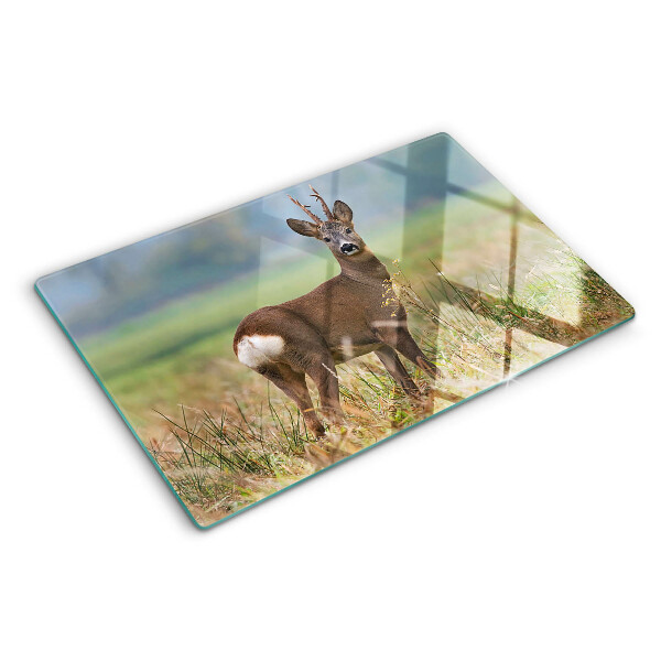 Szklana deska do krojenia z grafiką sarny w naturalnym środowisku