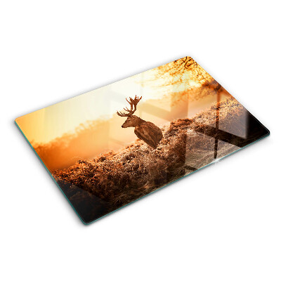 Szklana deska kuchenna z motywem jelenia na tle zachodu słońca