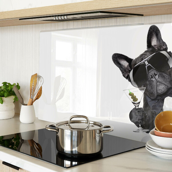 Szklana deska kuchenna z nadrukiem przedstawiającym psa w okularach przeciwsłonecznych