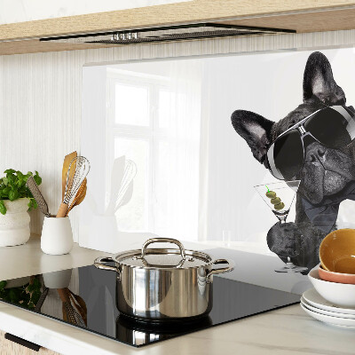 Szklana deska kuchenna z nadrukiem przedstawiającym psa w okularach przeciwsłonecznych