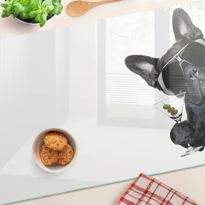 Szklana deska kuchenna z nadrukiem przedstawiającym psa w okularach przeciwsłonecznych