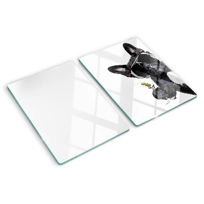 Szklana deska kuchenna z nadrukiem przedstawiającym psa w okularach przeciwsłonecznych
