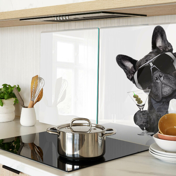 Szklana deska kuchenna z nadrukiem przedstawiającym psa w okularach przeciwsłonecznych