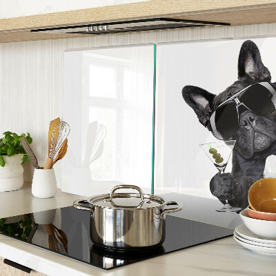 Szklana deska kuchenna z nadrukiem przedstawiającym psa w okularach przeciwsłonecznych