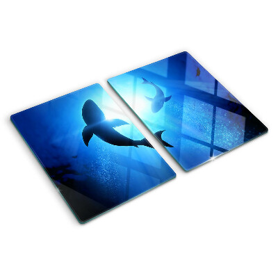 Szklana deska do krojenia z motywem rekinów w podwodnym świetle