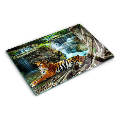 Szklana deska do krojenia z motywem tygrysa w naturalnym środowisku