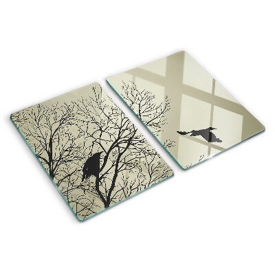 Deska kuchenna szklana z motywem ptaków siedzących na gałęziach drzew