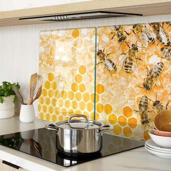 Szklana deska do krojenia z nadrukiem w ule i pszczoły