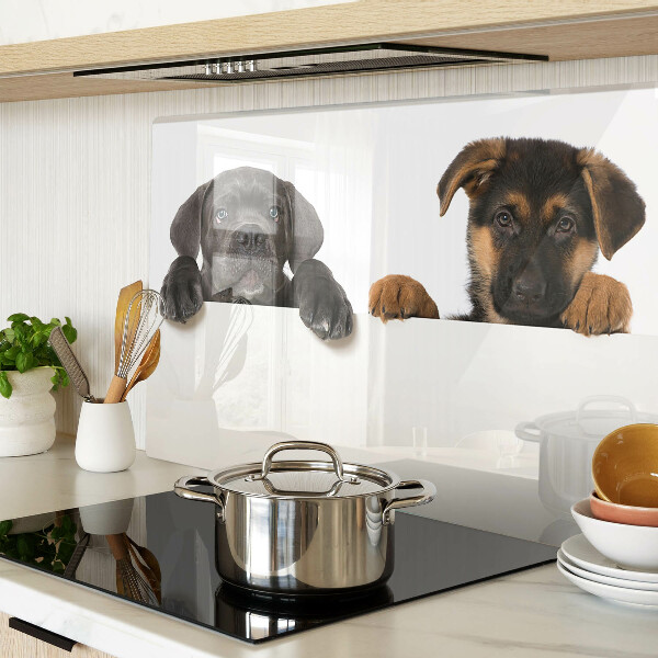 Szklana deska do krojenia z nadrukiem dwóch piesków rozglądających się