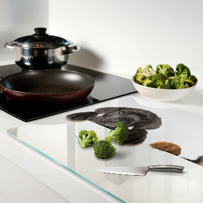 Szklana deska do krojenia z nadrukiem dwóch piesków rozglądających się