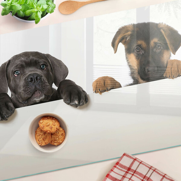 Szklana deska do krojenia z nadrukiem dwóch piesków rozglądających się