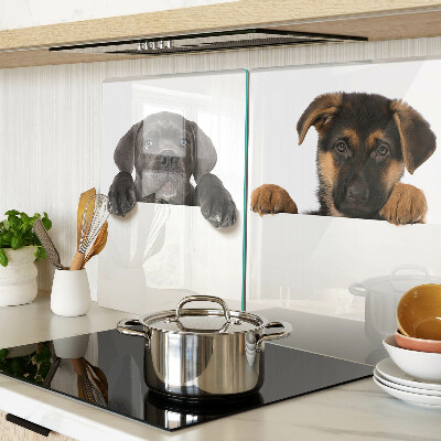 Szklana deska do krojenia z nadrukiem dwóch piesków rozglądających się