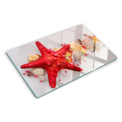 Szklana deska kuchenna z motywem muszli i gwiazdy morskiej