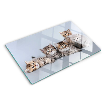 Szklana deska kuchenna z motywem kotów na tle okna