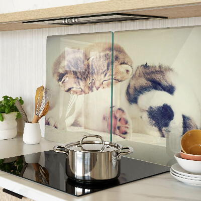 Deska kuchenna szklana z grafiką przedstawiającą koty i śpiącego pieska
