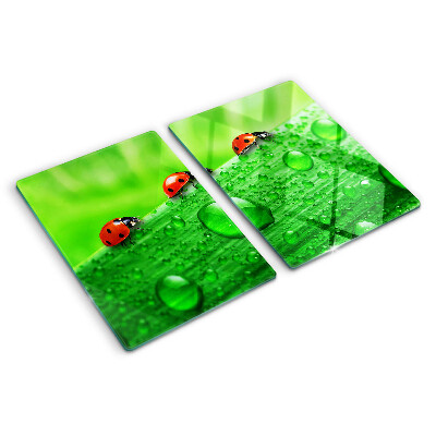 Deska kuchenna szklana z motywem biedronek na zielonym tle