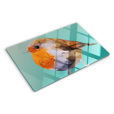 Szklana deska do krojenia z motywem ptaka w stylu low poly