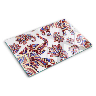 Deska kuchenna szklana z motywem paisley z kwiatami