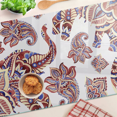 Deska kuchenna szklana z motywem paisley z kwiatami