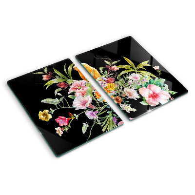 Deska kuchenna szklana z motywem kwiatów i ptaków