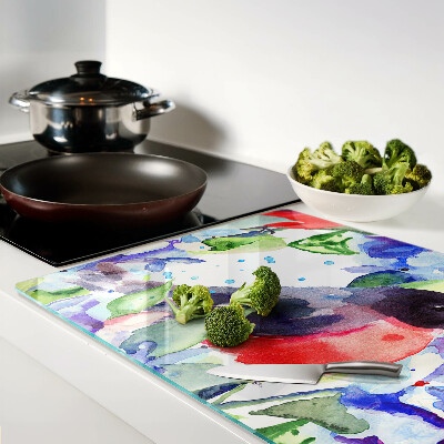 Szklana deska kuchenna z motywem ptaka na tle kwiatów