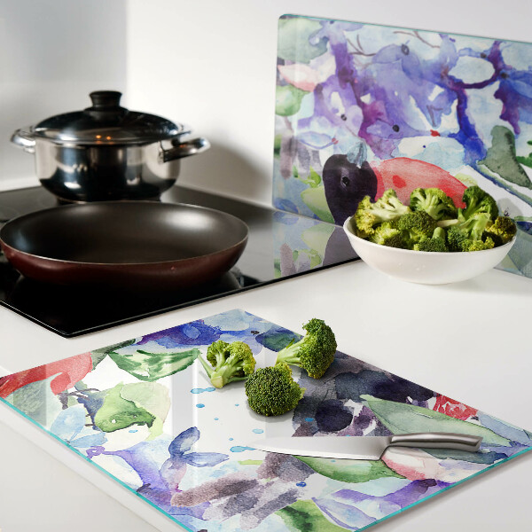 Szklana deska kuchenna z motywem ptaka na tle kwiatów