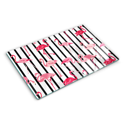 Szklana deska kuchenna z motywem flamingów na paskach