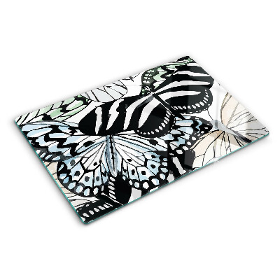Szklana deska do krojenia z motywem motyli w różnych kolorach