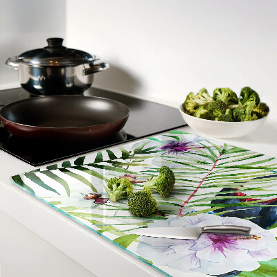 Szklana deska do krojenia z tropikalnym motywem ptaków i roślin