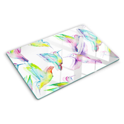 Szklana deska kuchenna z motywem kolibrów w akwarelowym stylu