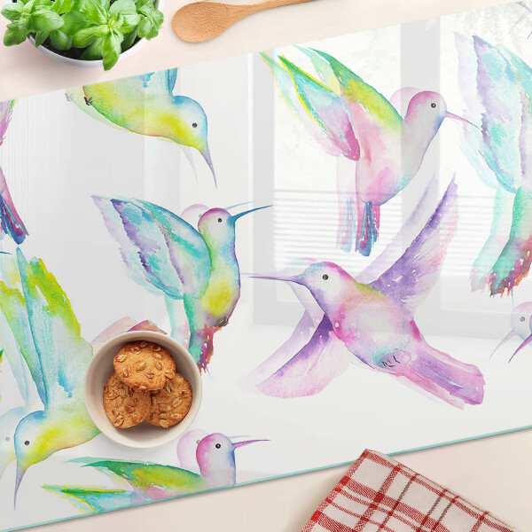 Szklana deska kuchenna Kolibry w akwarelowym stylu