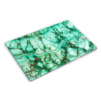 Szklana deska do krojenia z motywem marmuru w odcieniach zieleni