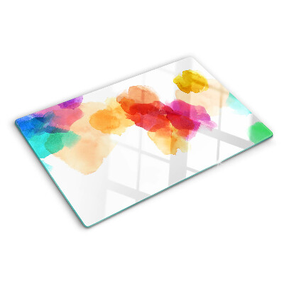 Deska kuchenna szklana z motywem kolorowych plam akwareli