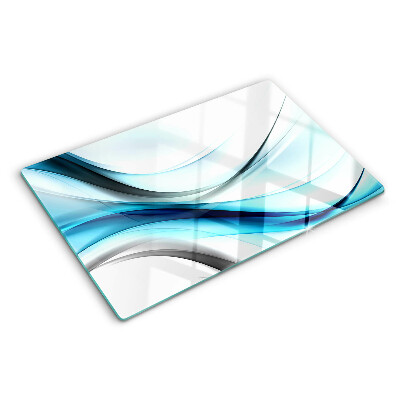 Szklana deska kuchenna z wzorem fal w odcieniach niebieskiego
