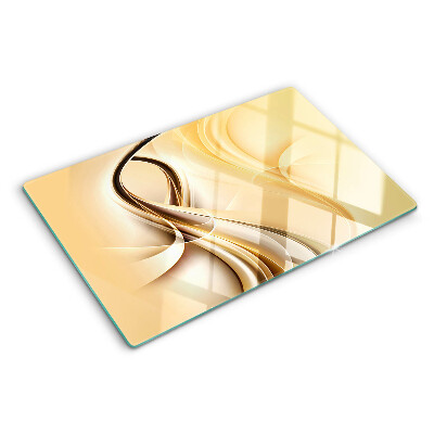 Szklana deska kuchenna z motywem abstrakcyjnych fal w odcieniach beżu