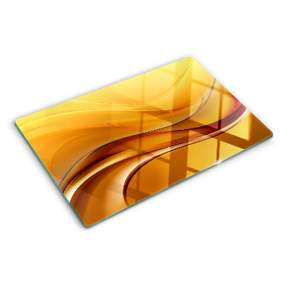 Deska kuchenna szklana z motywem fal w odcieniach złota