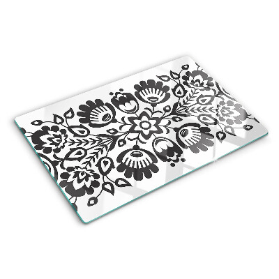 Szklana deska do krojenia z motywem kwiatowym w stylu folk
