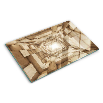 Szklana deska kuchenna z motywem wnętrza drewnianego tunelu