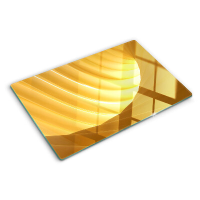 Deska kuchenna szklana z motywem złotych fal i okien