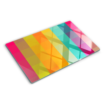 Szklana deska kuchenna z kolorowym geometrycznym wzorem z gradientem