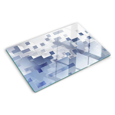 Deska kuchenna szklana z geometrycznym wzorem w odcieniach niebieskiego