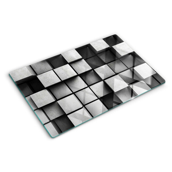 Szklana deska kuchenna z geometrycznym wzorem w odcieniach szarości